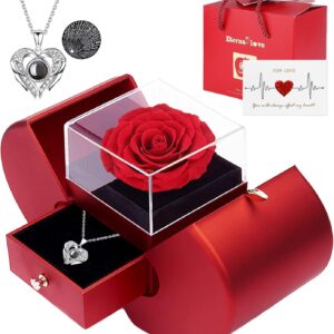 preserved rose with necklace engraved:Custom Perfect Gift