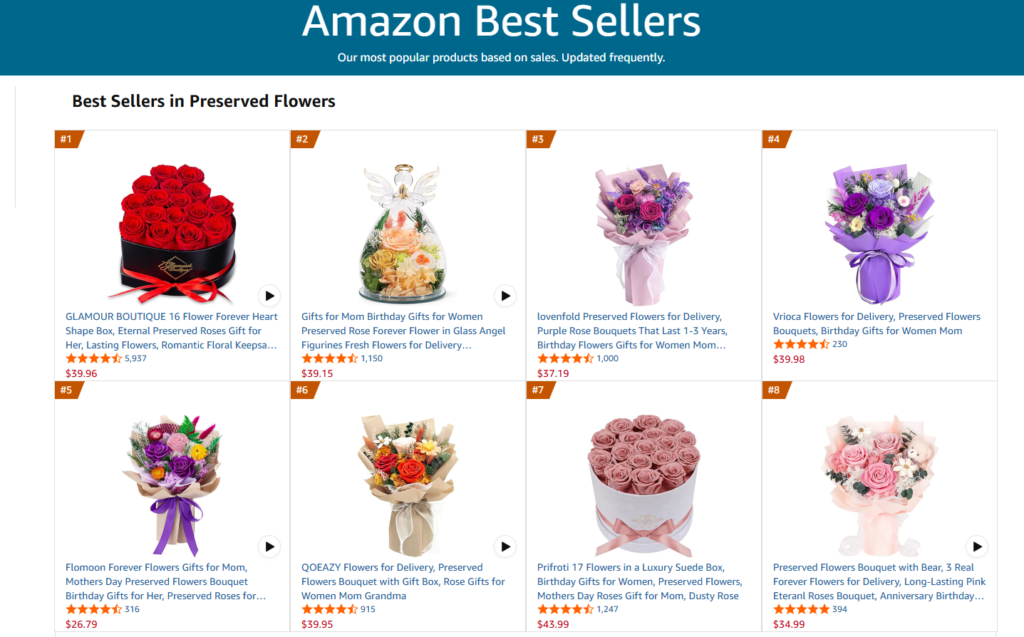 selling preserved flowers online