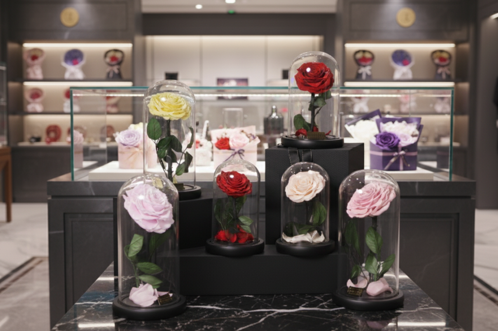 preserved rose in glass dome wholesale
