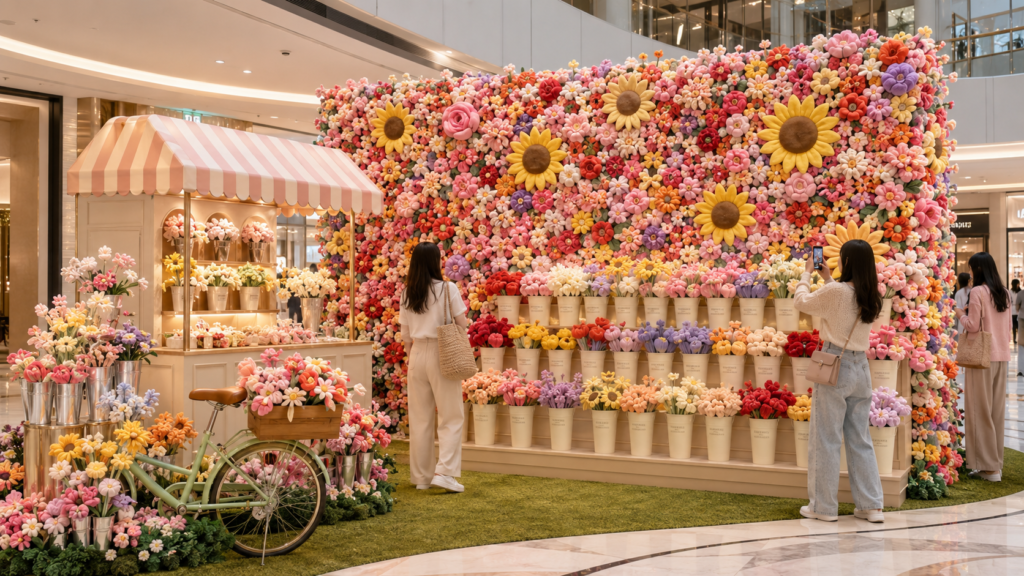 plush flower displays for malls