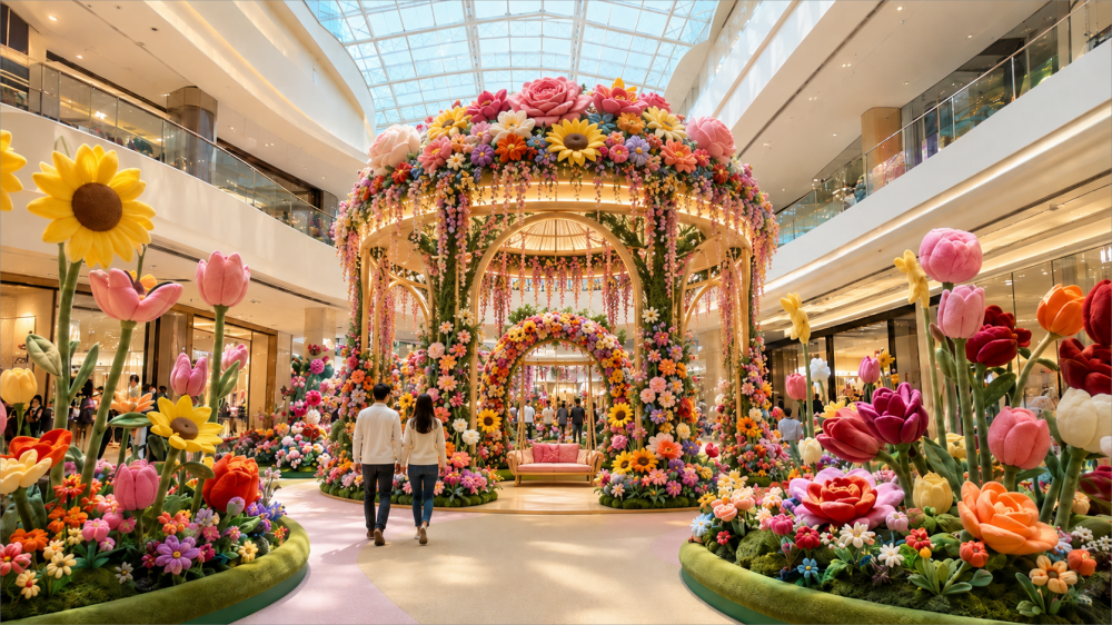 plush flower displays for malls