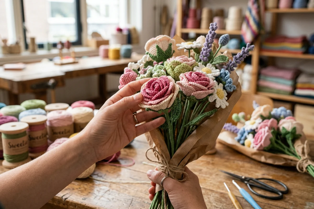 crochet flower bouquets wholesale
